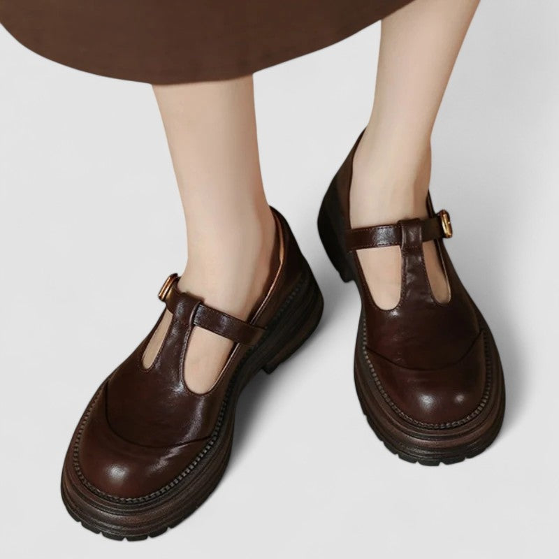 Inés | Mary Jane Shoes Mujer Piel Plataforma Hebilla