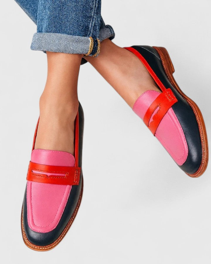 Inés | Mocasines Negros Penny Loafer Mujer Punta Redonda