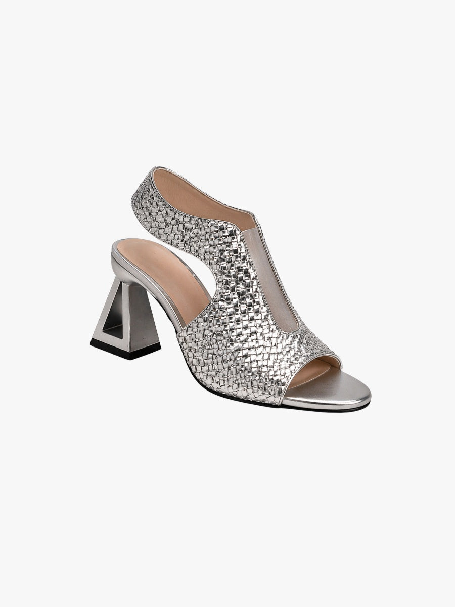 Irene | Sandalias de Tacón Trenzadas Slingback Mujer Tacón Geométrico
