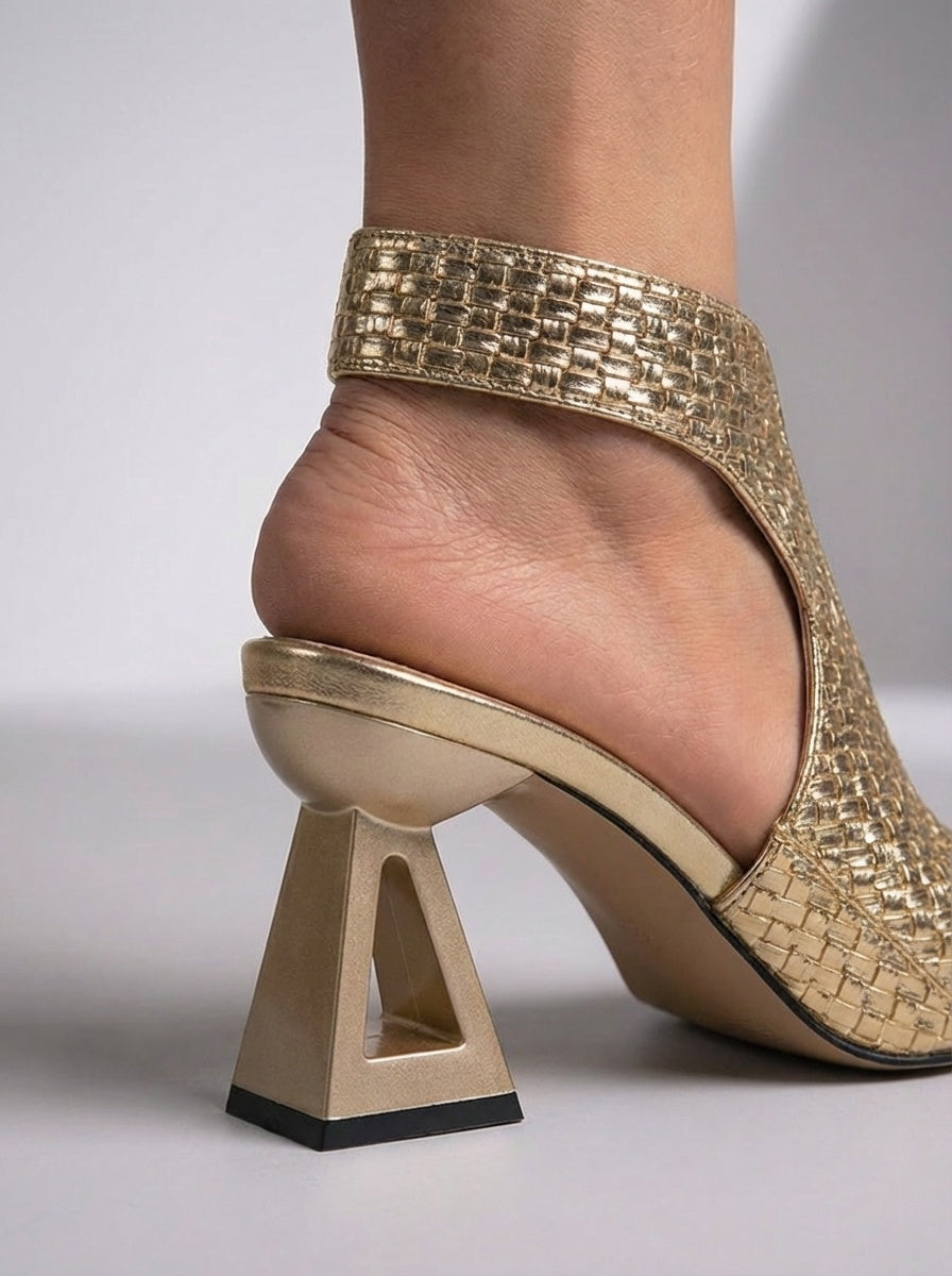 Irene | Sandalias de Tacón Trenzadas Slingback Mujer Tacón Geométrico