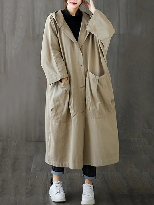 Irene | Trench Coat Largo con Capucha Mujer Oversize