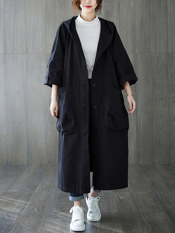 Irene | Trench Coat Largo con Capucha Mujer Oversize