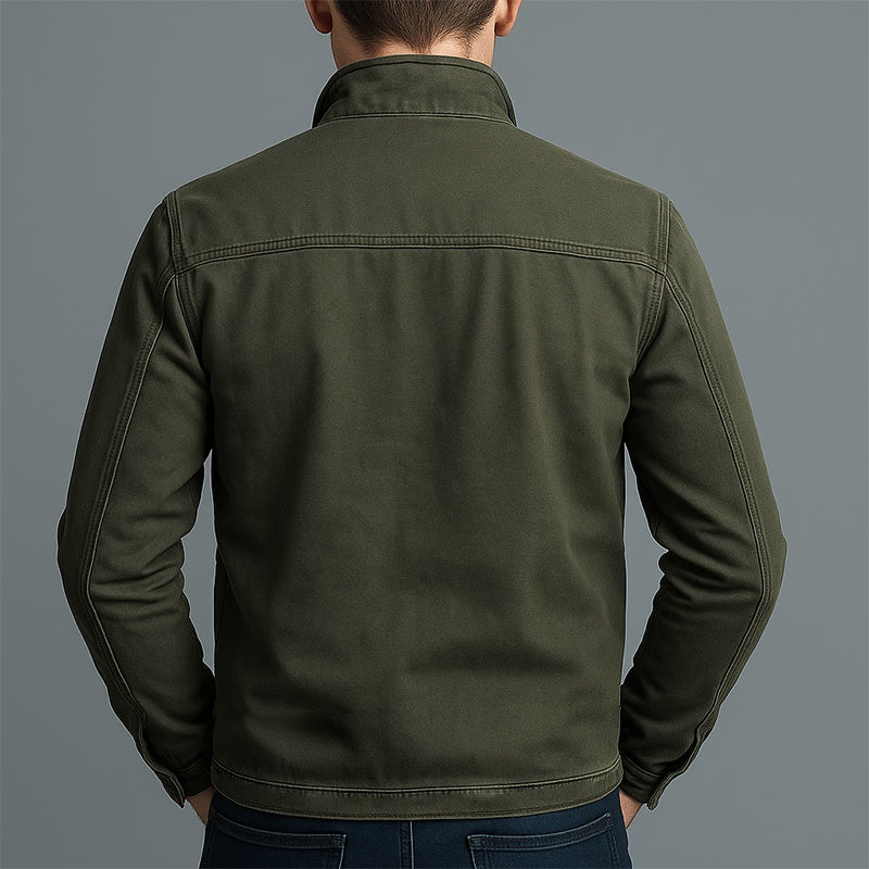 Iván | Cazadora Militar de Algodón Hombre Cuello Alzado Multibolsillos