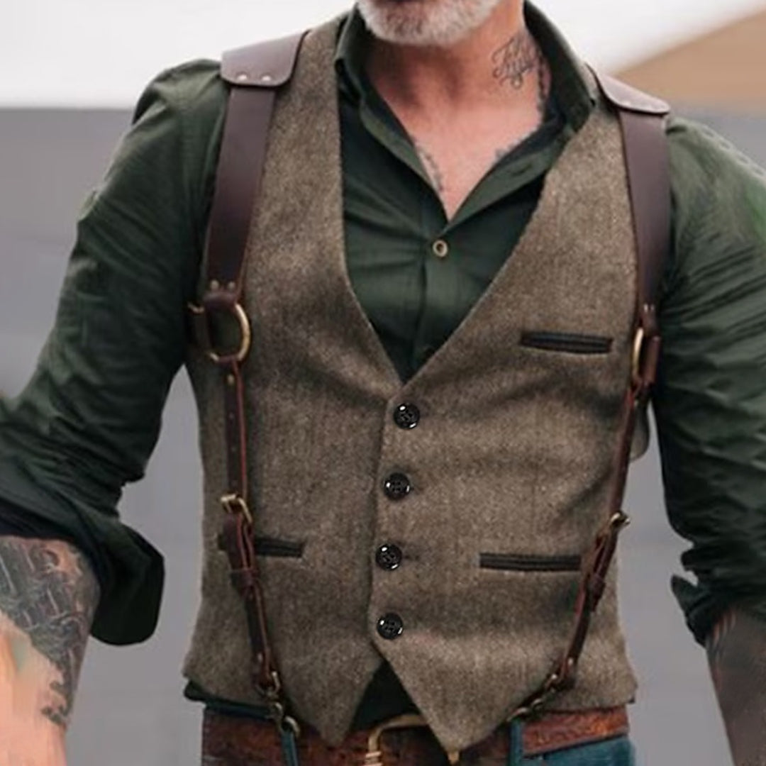 Iván | Chaleco de Tweed Hombre Corte Ajustado Botones