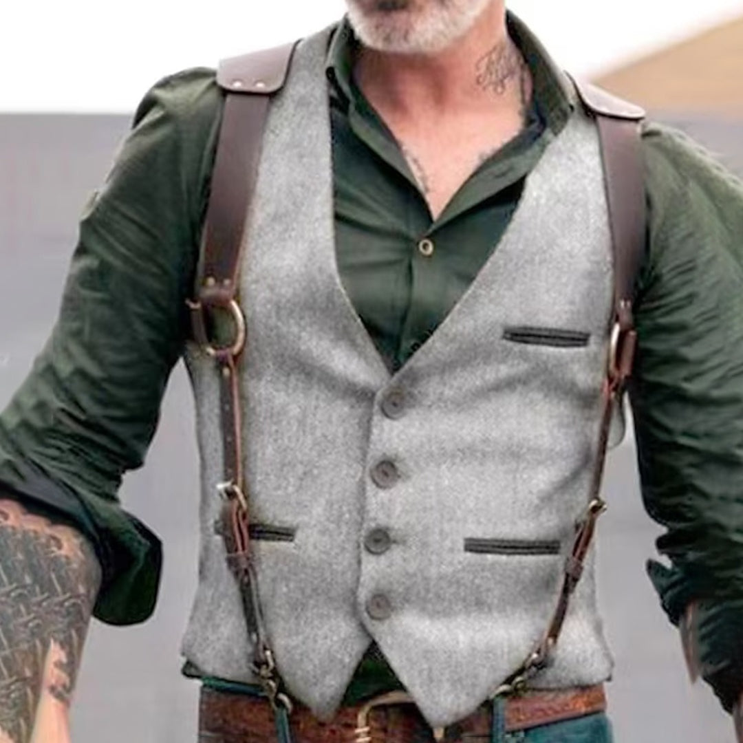 Iván | Chaleco de Tweed Hombre Corte Ajustado Botones