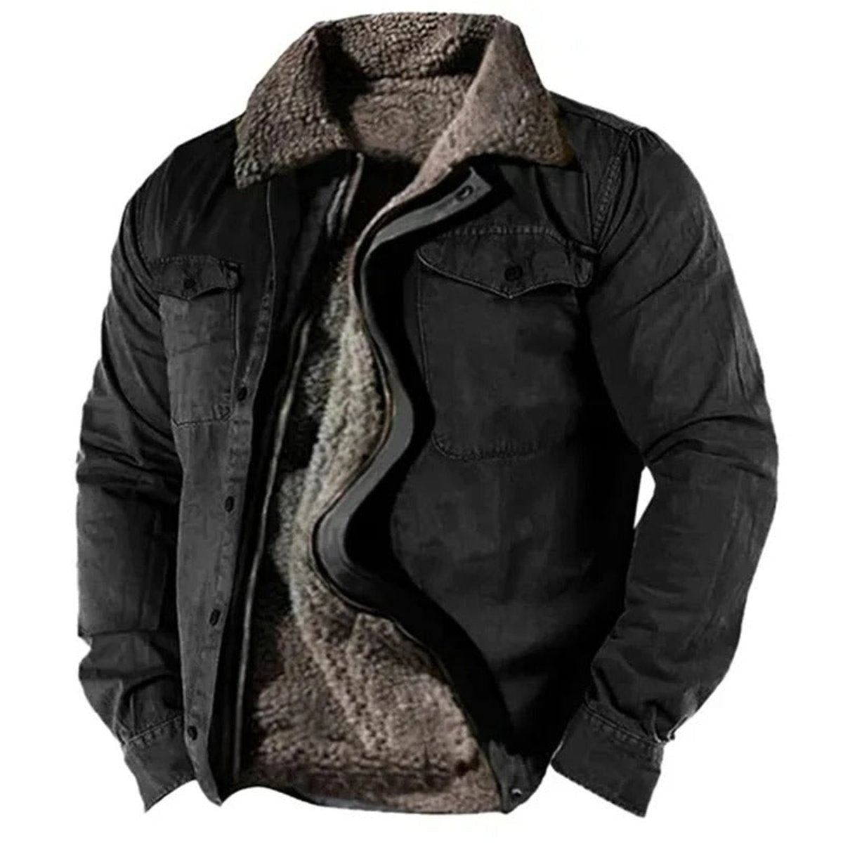 Iván | Chaqueta de Forro Polar con Sherpa Hombre Cuello Solapa Bolsillos