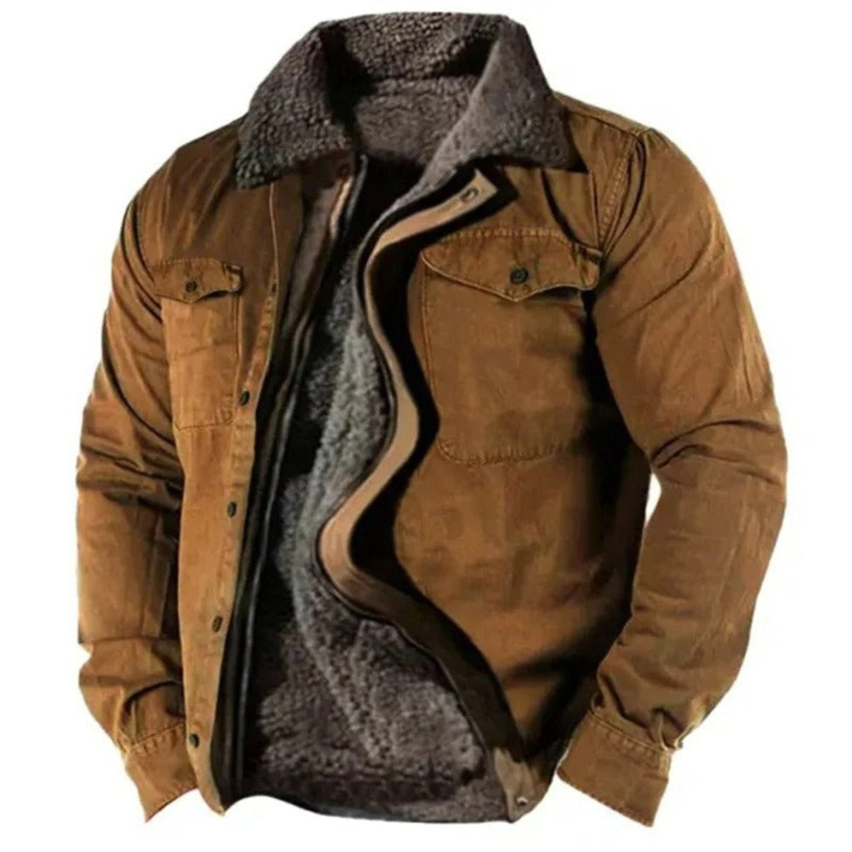 Iván | Chaqueta de Forro Polar con Sherpa Hombre Cuello Solapa Bolsillos