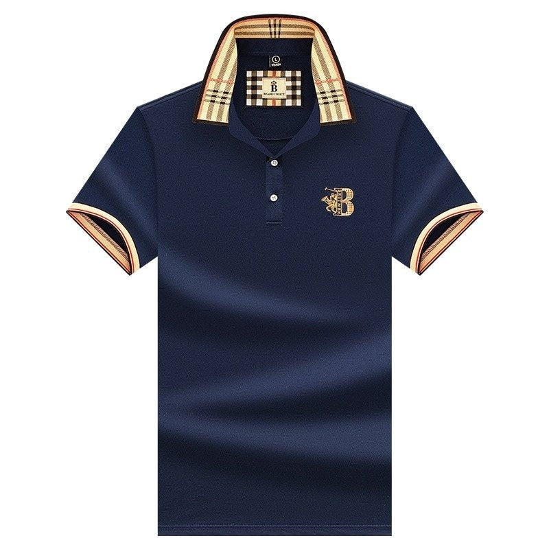 Iván | Polo Blanco Hombre Cuello Cuadros Bordado