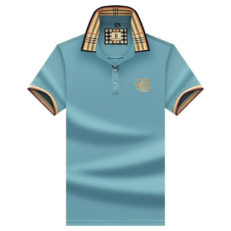 Iván | Polo Blanco Hombre Cuello Cuadros Bordado