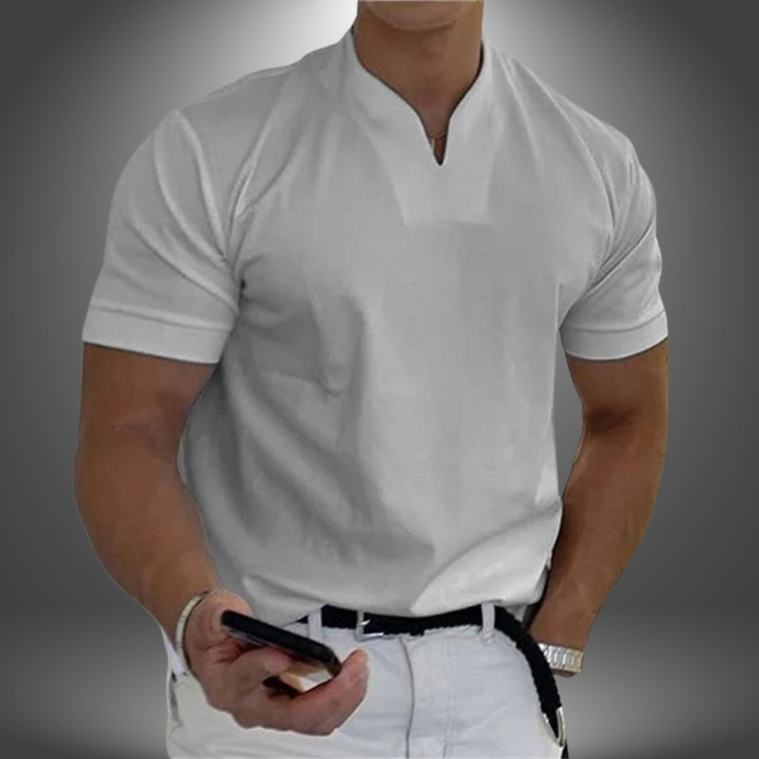 Javier | Camisa de Cuello Mao Hombre Manga Corta