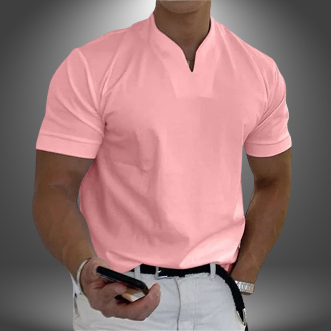 Javier | Camisa de Cuello Mao Hombre Manga Corta