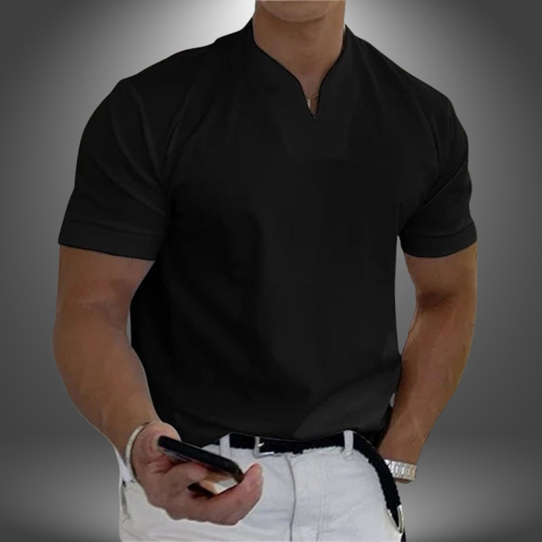 Javier | Camisa de Cuello Mao Hombre Manga Corta