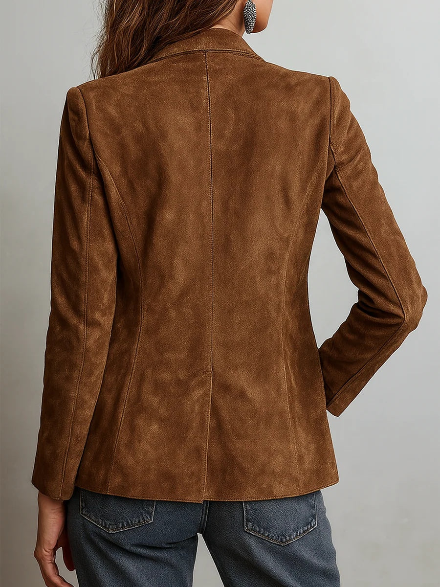 Jimena | Chaqueta de Ante Mujer Solapa Bolsillos Manga Larga