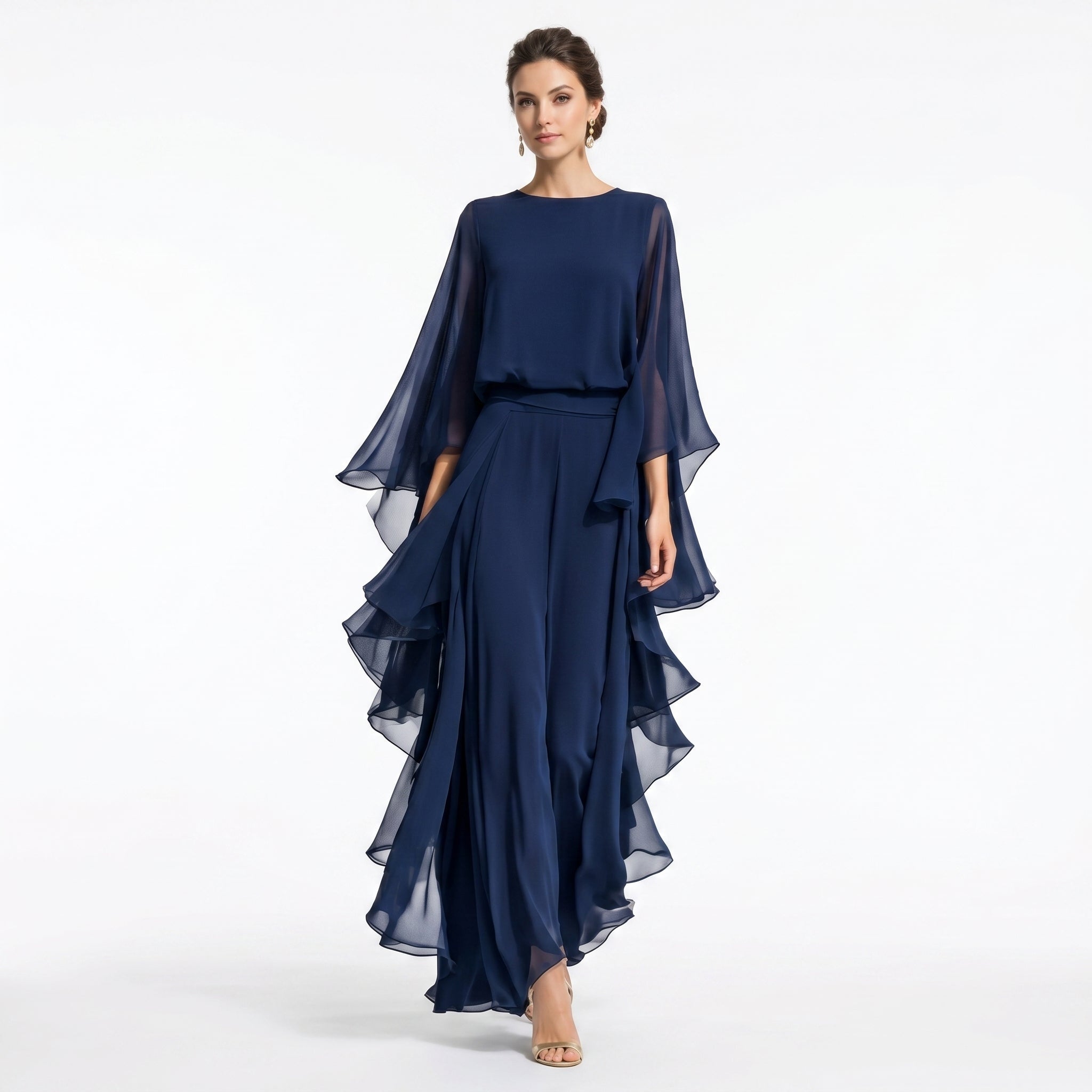 Jimena | Conjunto Elegante de Fiesta Mujer Capa Vaporosa