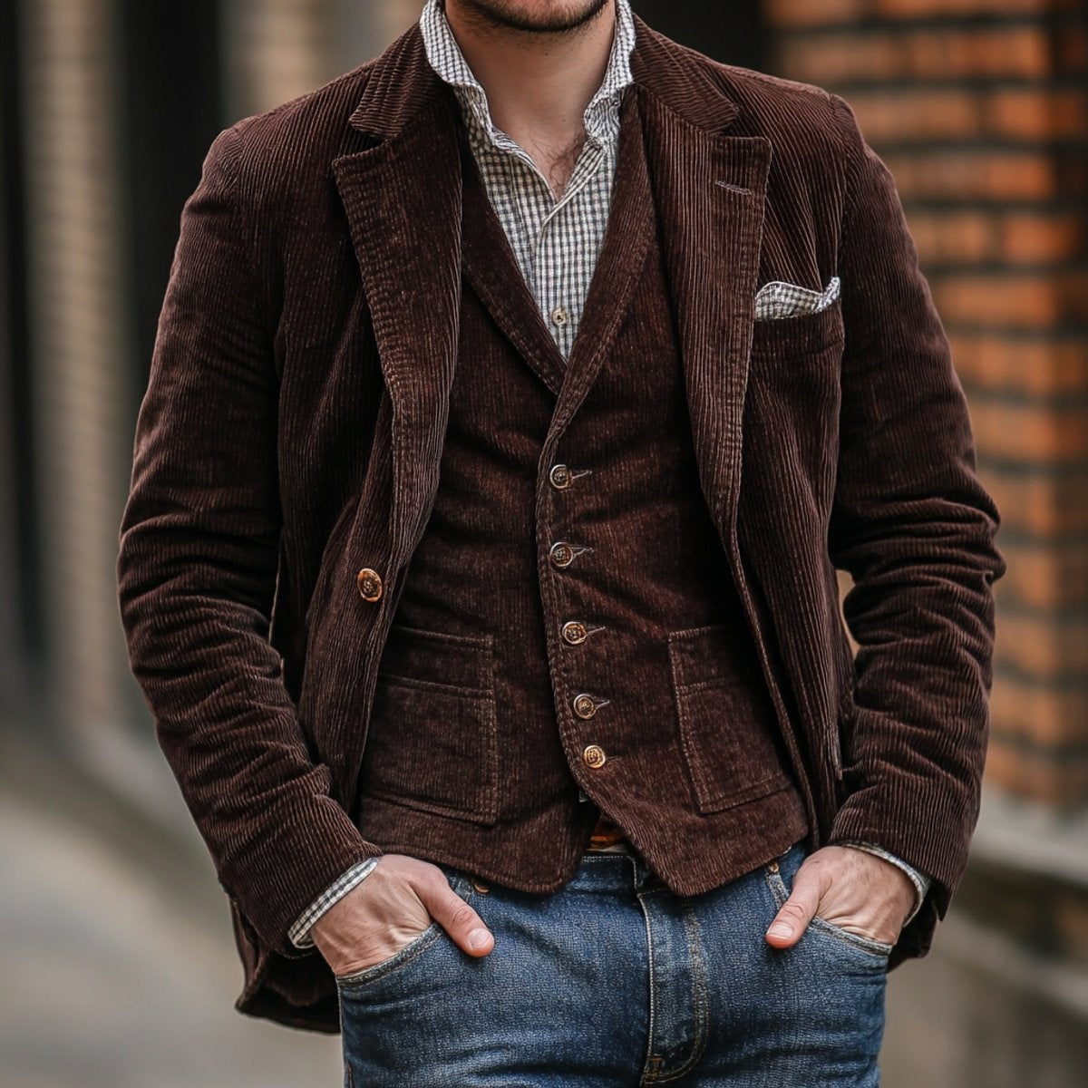 Koldo | Chaqueta Americana de Pana Hombre Conjunto Blazer Gilet