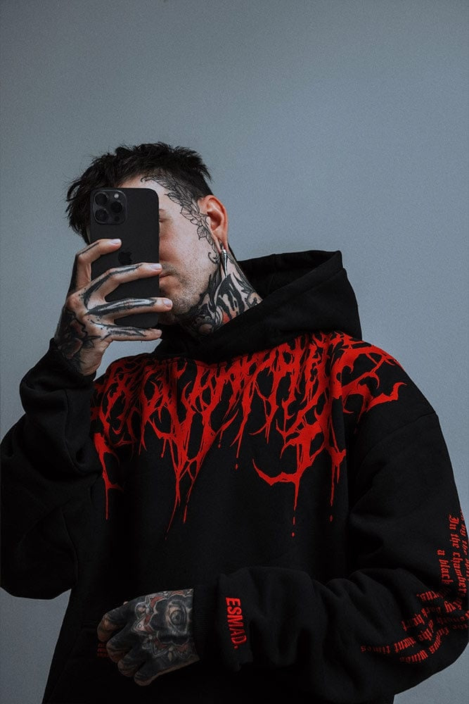 Koldo | Sudadera Oversize con Capucha Hombre Estampado Gótico