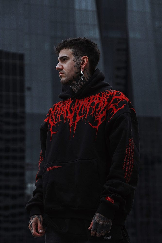 Koldo | Sudadera Oversize con Capucha Hombre Estampado Gótico