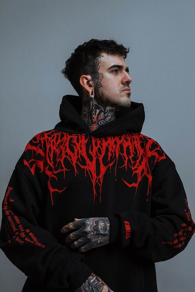 Koldo | Sudadera Oversize con Capucha Hombre Estampado Gótico