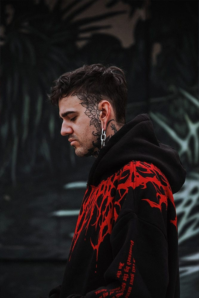 Koldo | Sudadera Oversize con Capucha Hombre Estampado Gótico