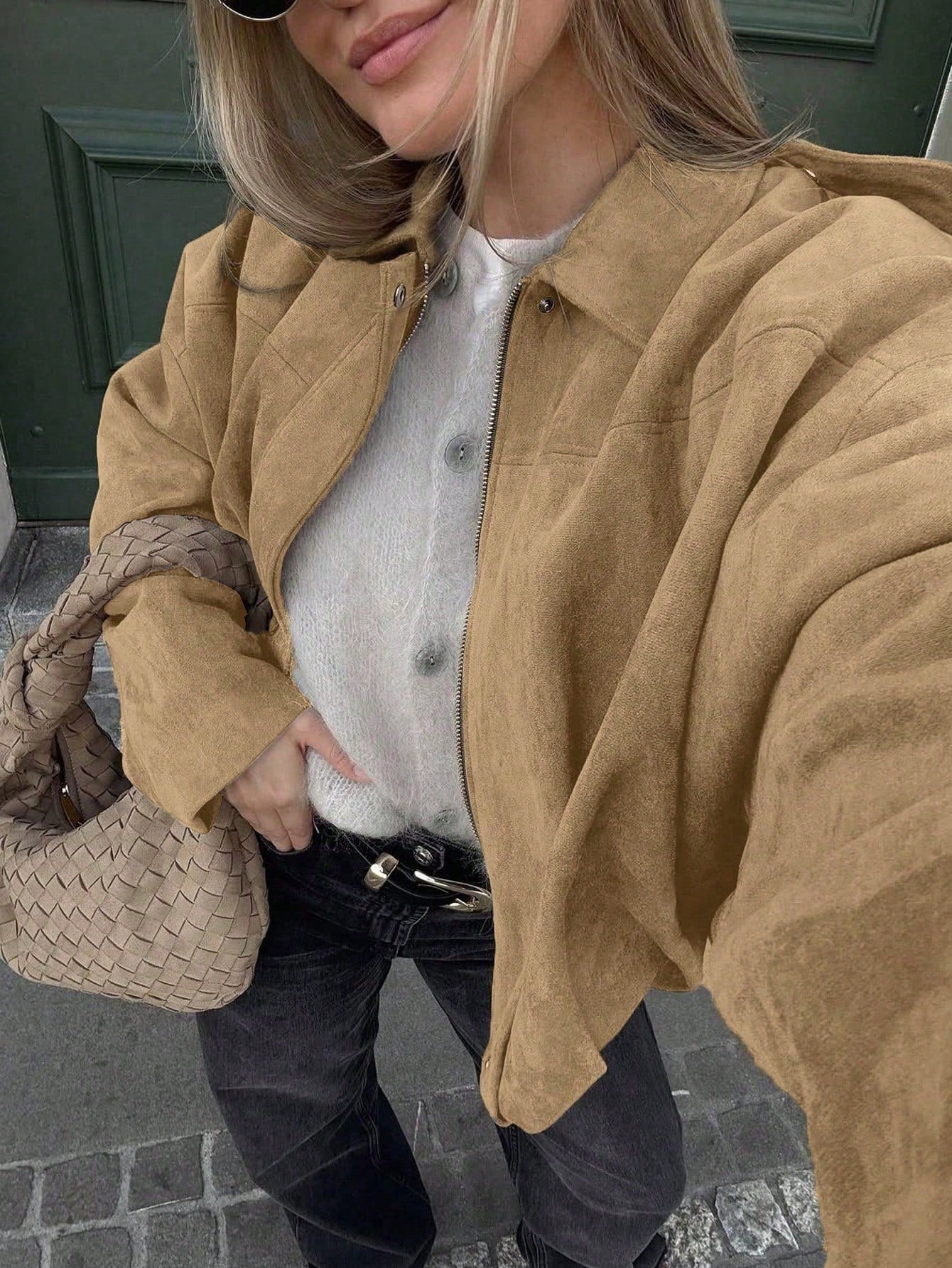 Laia | Chaqueta de Ante Mujer Oversize Cremallera