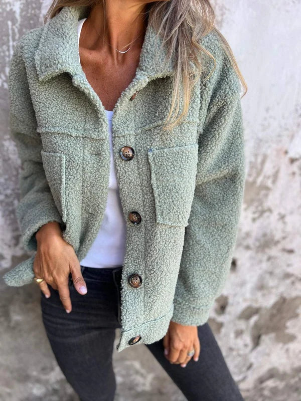 Laia | Chaqueta de Borreguito Mujer Botones Solapas