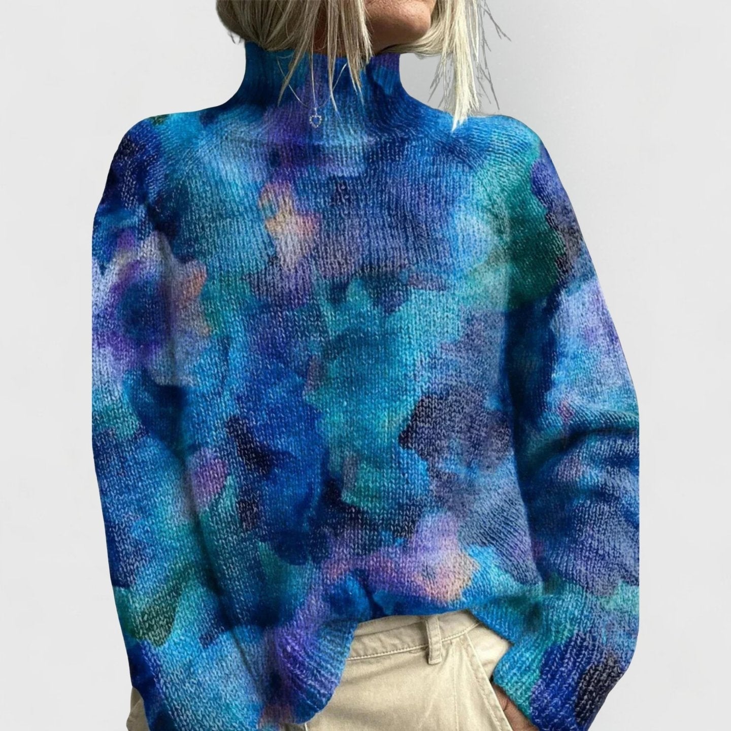 Laia | Jersey de Punto Estampado Floral Mujer Cuello Alto Oversize