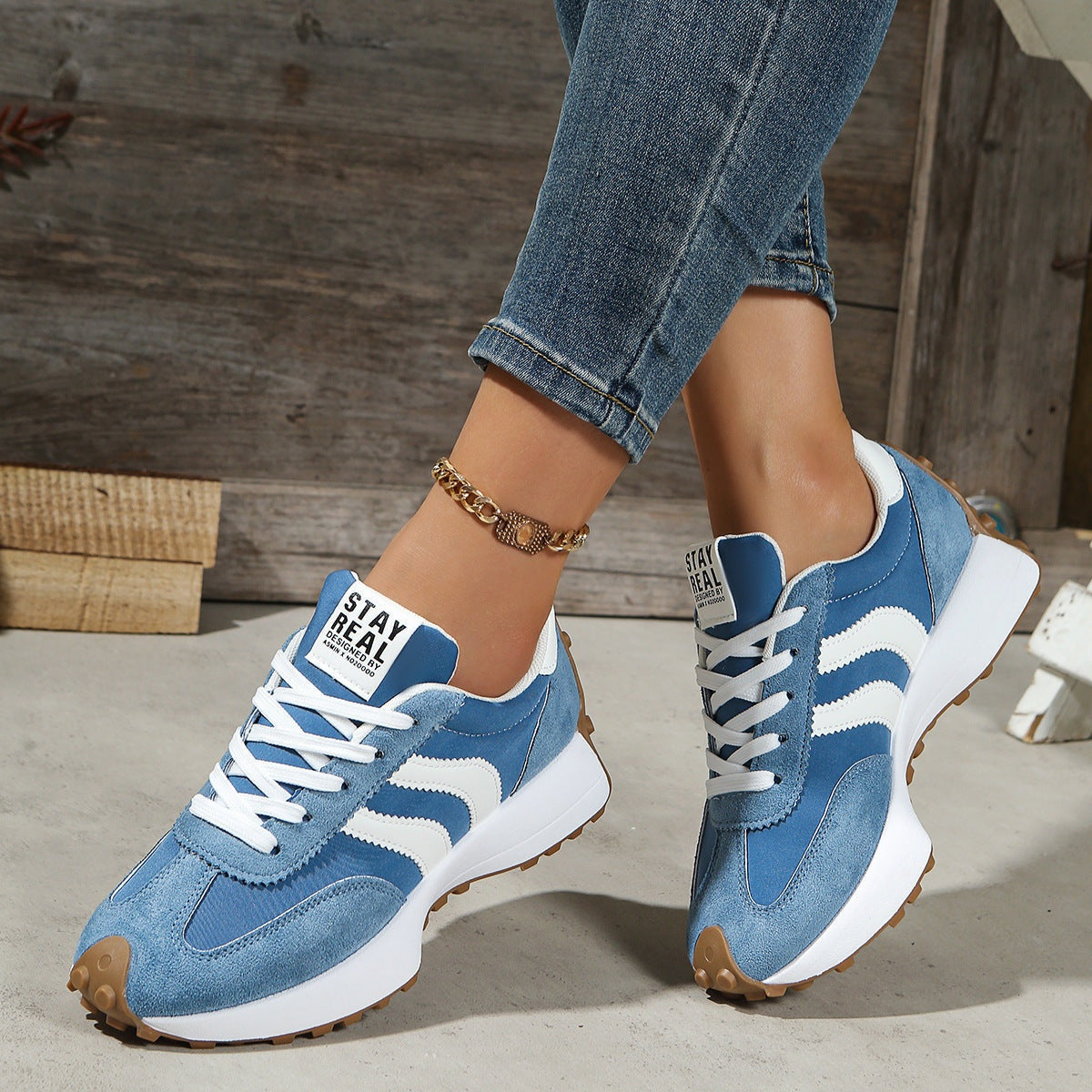 Laura | Zapatillas Running Casual Mujer Estilo Retro Suela Chunky