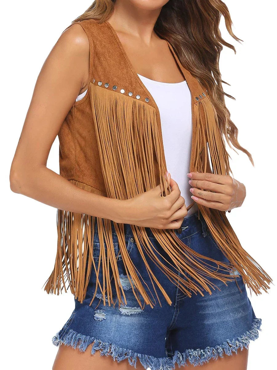 Leire | Chaleco de Ante con Flecos Mujer Estilo Western