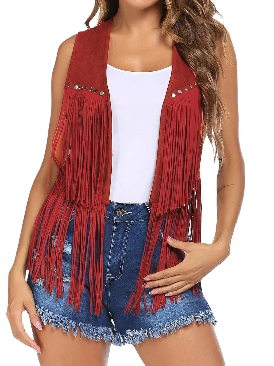 Leire | Chaleco de Ante con Flecos Mujer Estilo Western