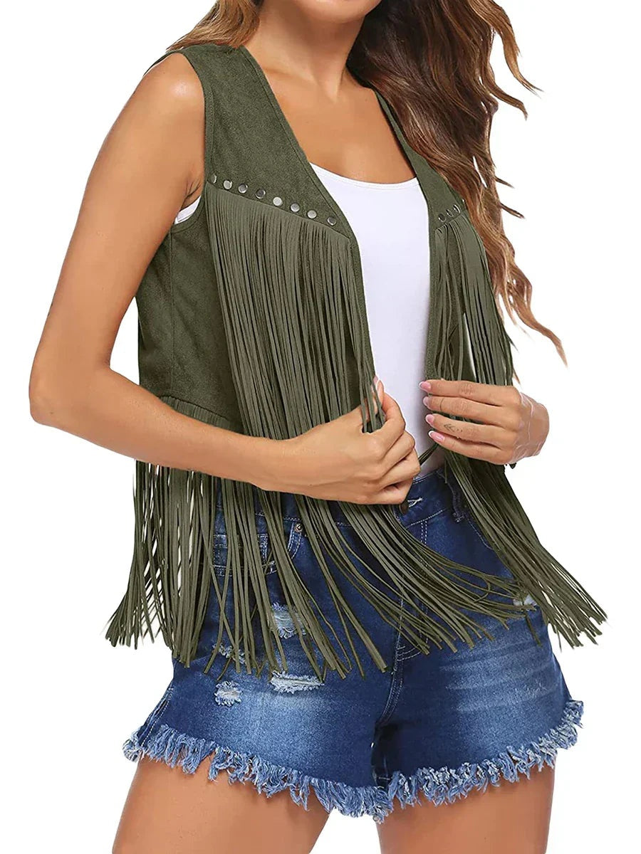 Leire | Chaleco de Ante con Flecos Mujer Estilo Western