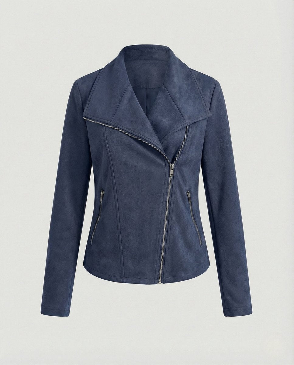 Leire | Chaqueta Motera de Ante Mujer Cierre Asimétrico