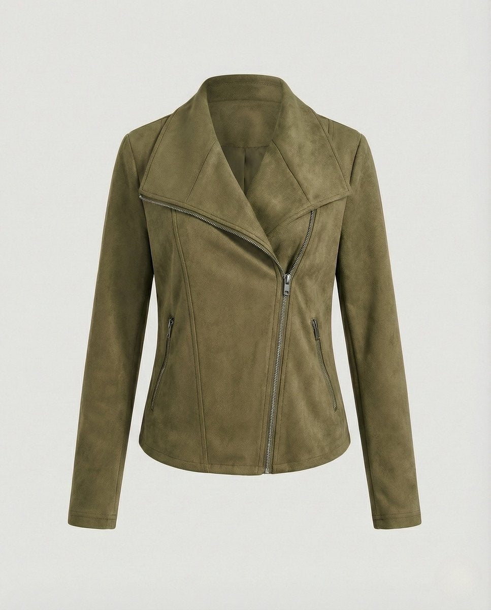 Leire | Chaqueta Motera de Ante Mujer Cierre Asimétrico