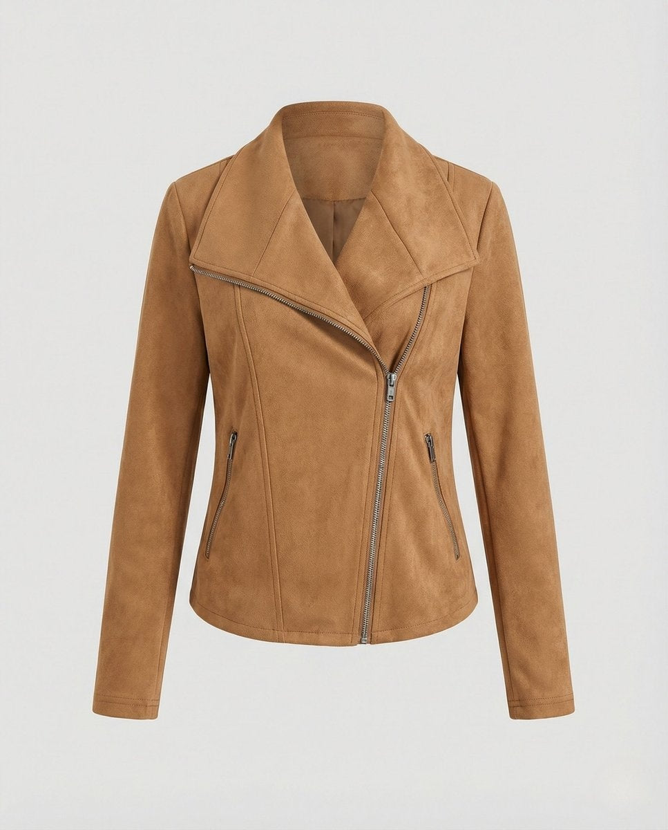 Leire | Chaqueta Motera de Ante Mujer Cierre Asimétrico