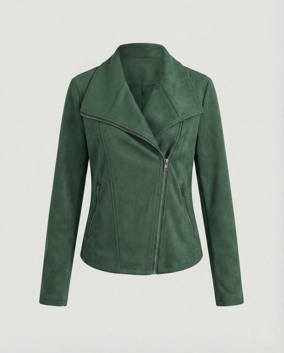 Leire | Chaqueta Motera de Ante Mujer Cierre Asimétrico