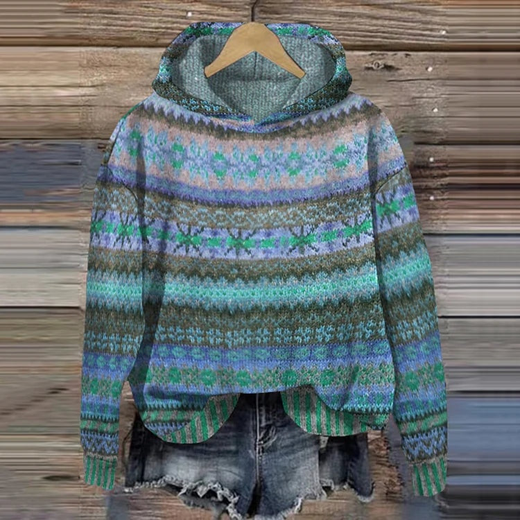 Leire | Sudadera con Capucha Mujer Estampado Étnico Punto