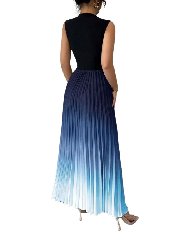 Leire | Vestido Largo Plisado Sin Mangas Mujer Cuello Alto