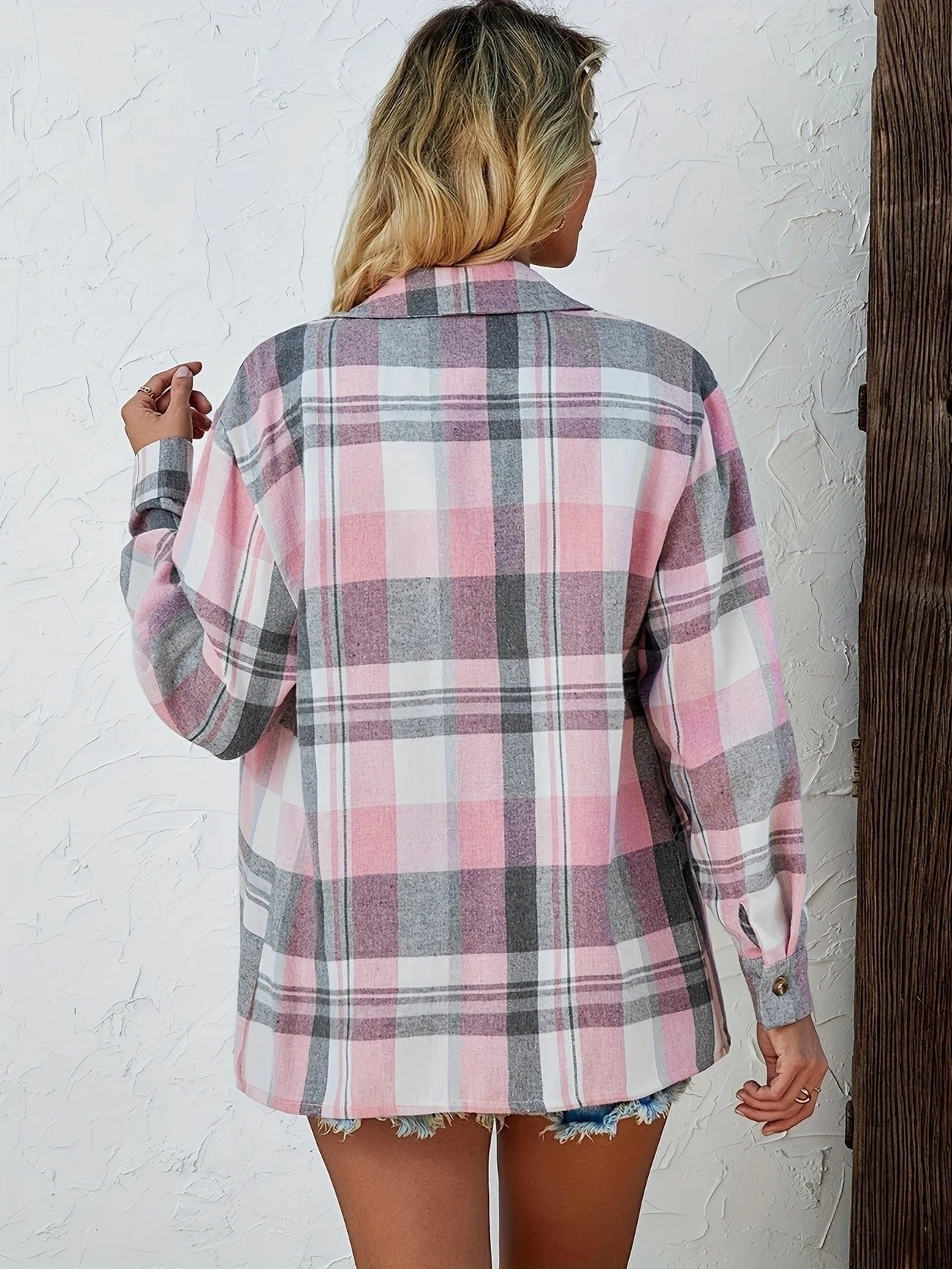 Lidia | Camisa de Cuadros de Algodón Mujer Manga Larga Oversize