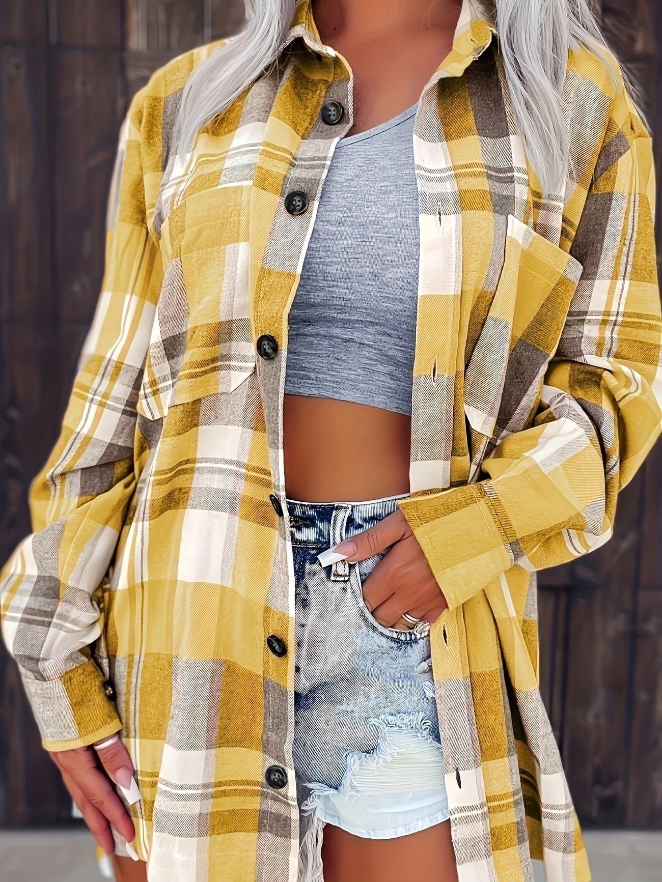 Lidia | Camisa de Cuadros de Algodón Mujer Manga Larga Oversize