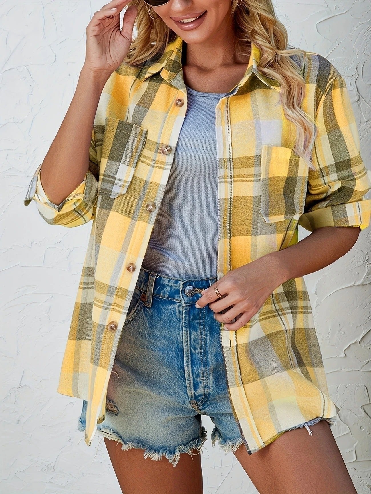Lidia | Camisa de Cuadros de Algodón Mujer Manga Larga Oversize