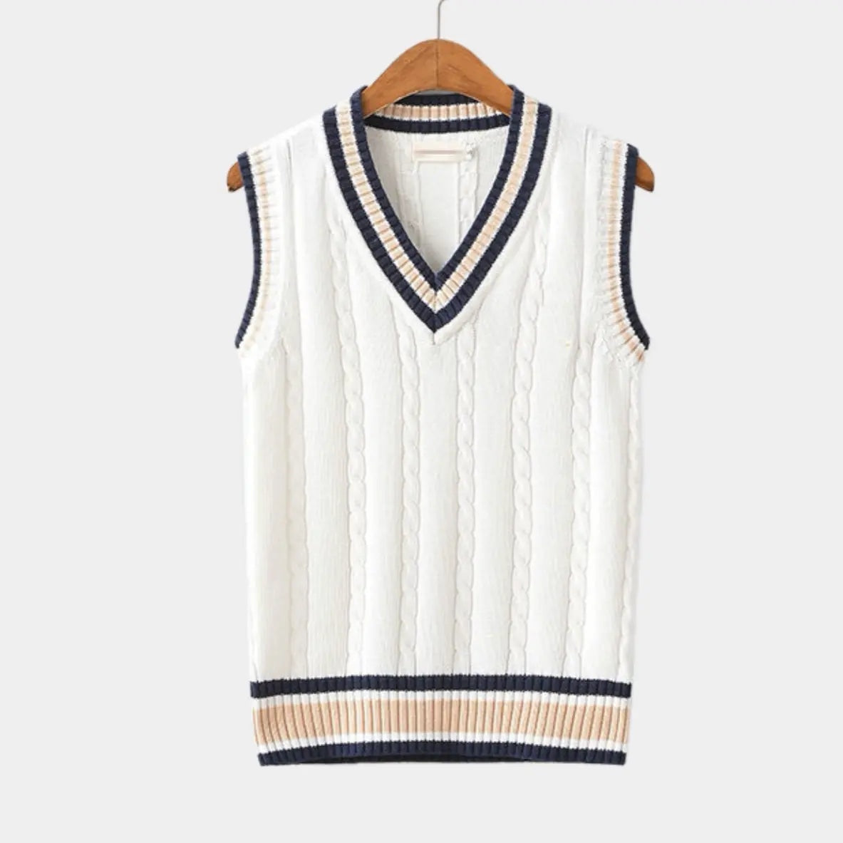 Lidia | Gilet Chaleco de Punto Mujer Cuello V Cable Knit