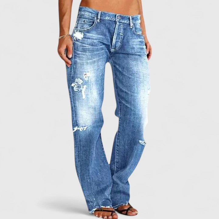 Lidia | Jeans Mujer Rotos Cintura Baja Pierna Recta