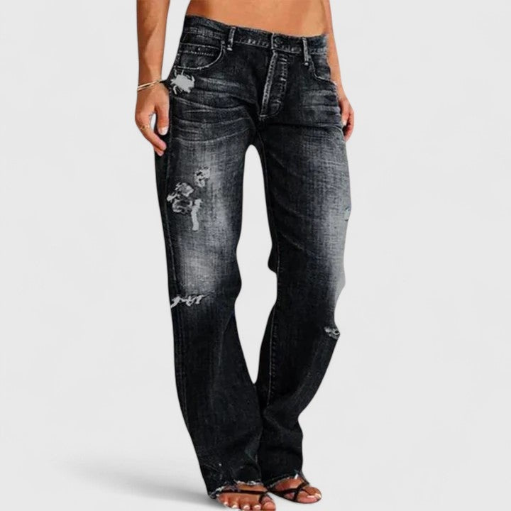 Lidia | Jeans Mujer Rotos Cintura Baja Pierna Recta