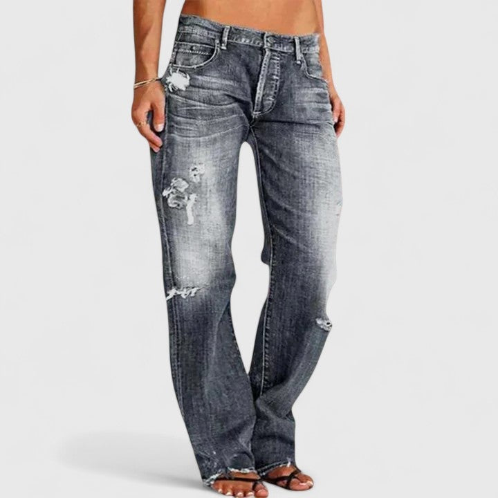 Lidia | Jeans Mujer Rotos Cintura Baja Pierna Recta