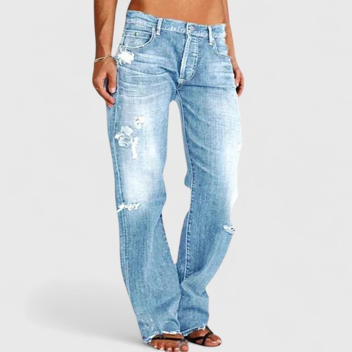 Lidia | Jeans Mujer Rotos Cintura Baja Pierna Recta