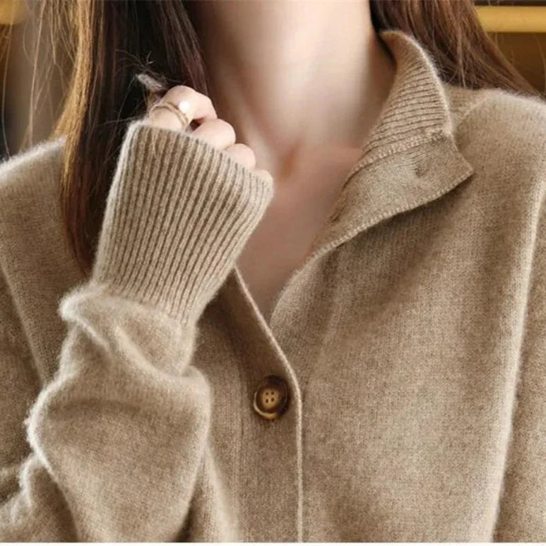 Lidia | Jersey Fino de Lana Mujer Cuello Medio con Botones