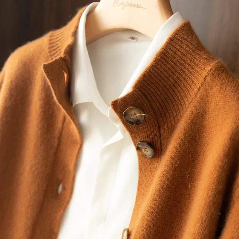 Lidia | Jersey Fino de Lana Mujer Cuello Medio con Botones
