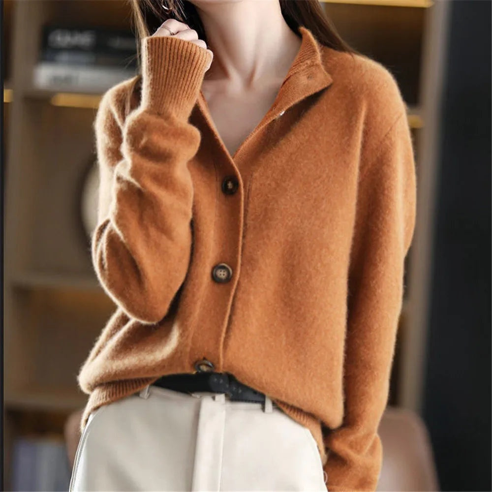 Lidia | Jersey Fino de Lana Mujer Cuello Medio con Botones