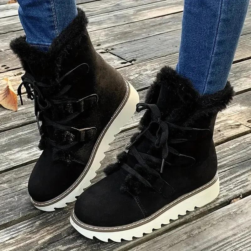 Lola | Botines de Invierno con Forro de Borreguito Mujer Cordones Plataforma