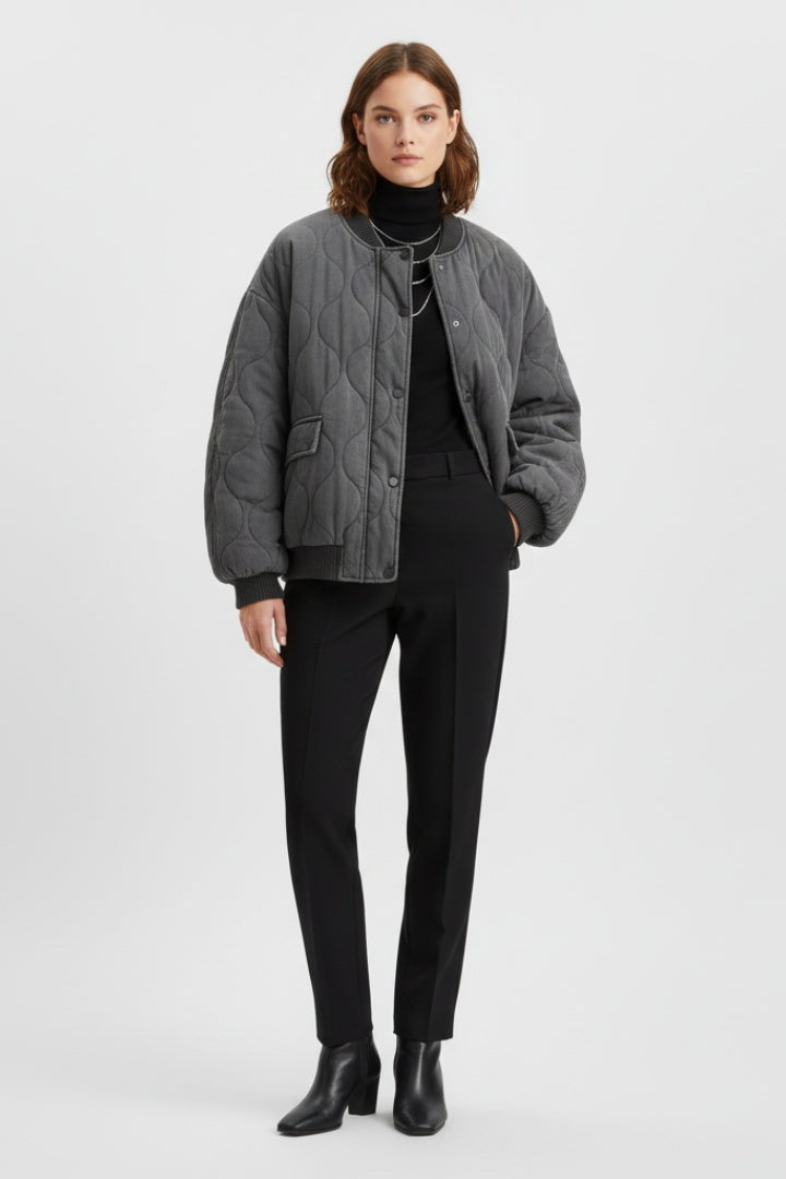 Lola | Chaqueta Bomber Acolchada Mujer Oversize Botones Presión