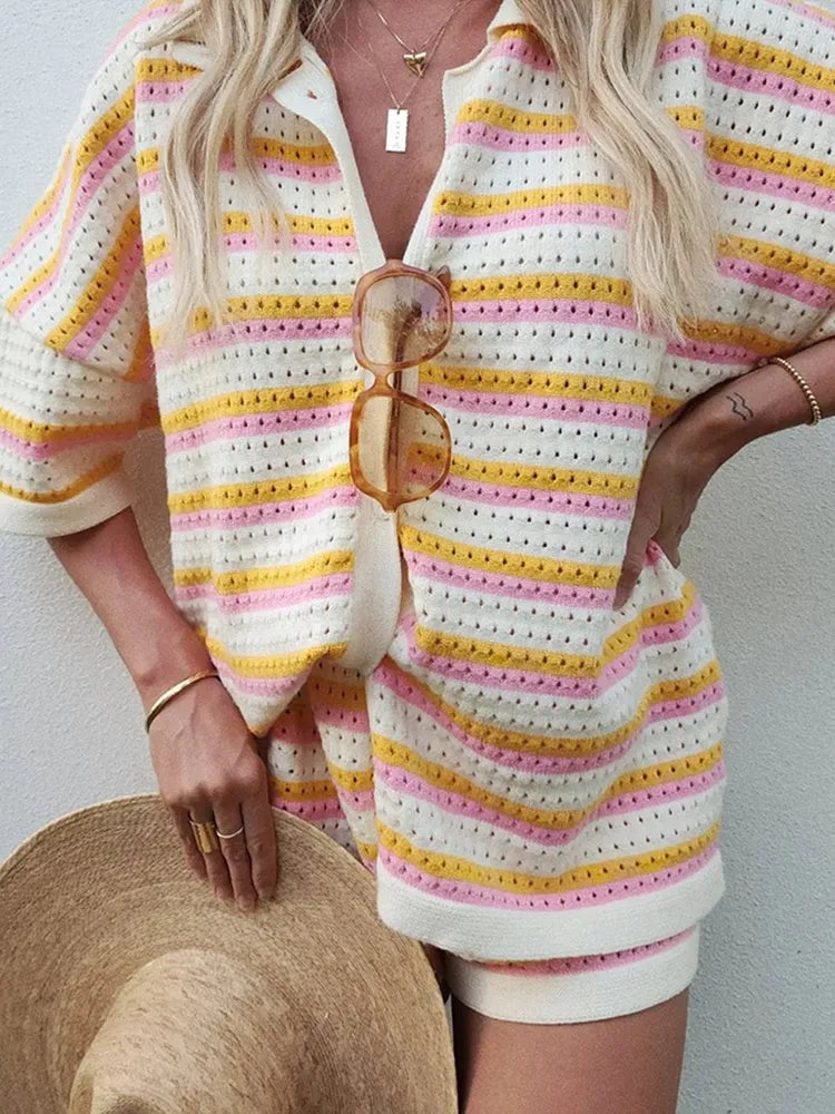 Lola | Conjunto de Punto de 2 Piezas Mujer Chaqueta y Short